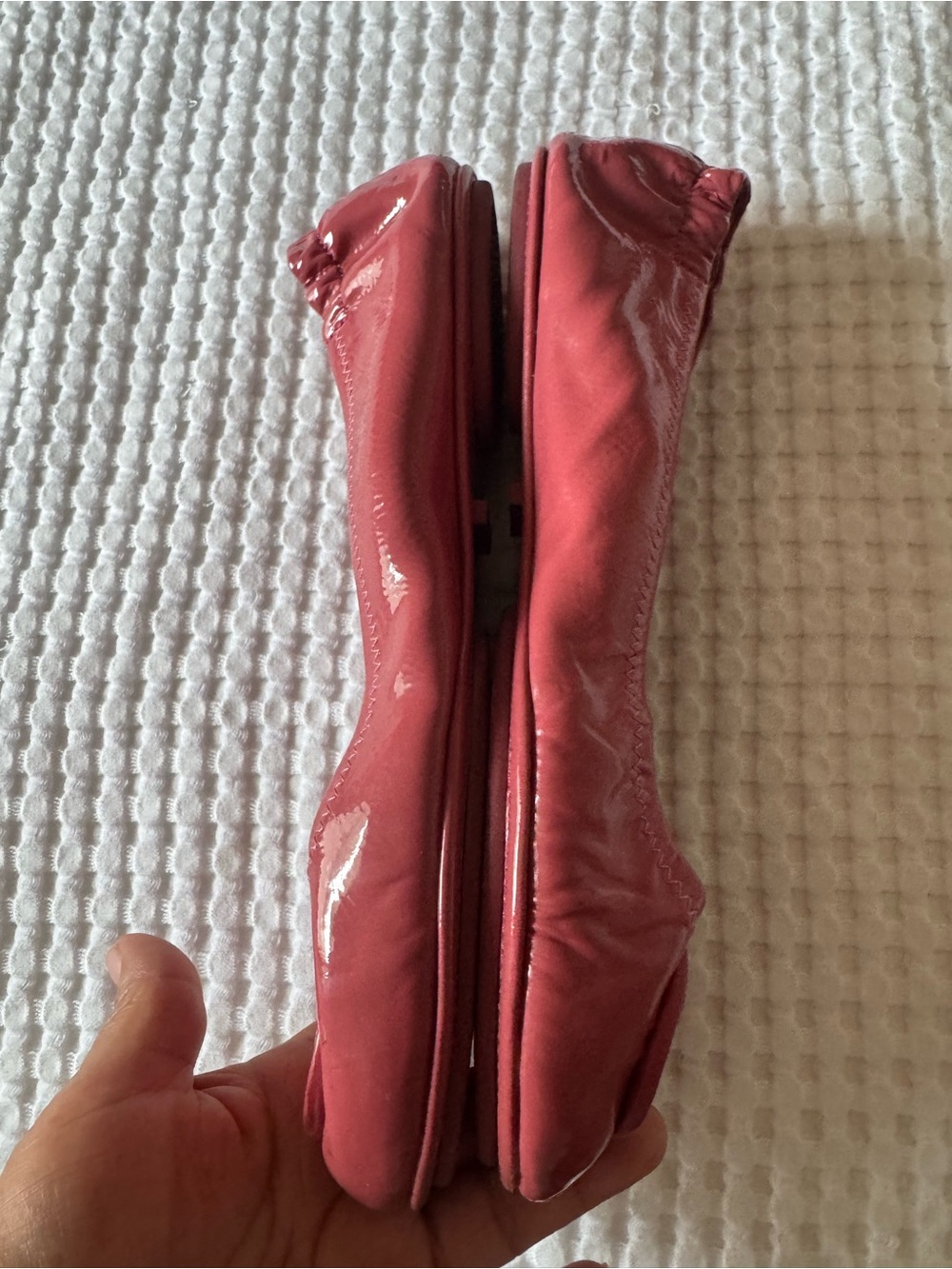 Tory Burch Red Patent Leather Logo Ballet Flats - Picture 3 of 12